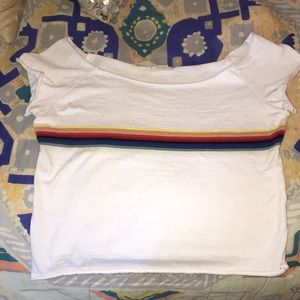 Pacsun Off the shoulder rainbow shirt